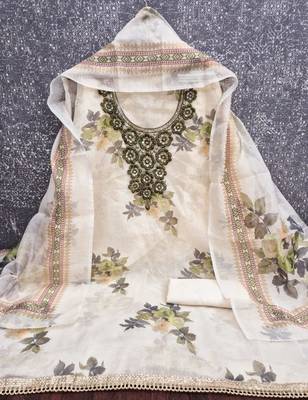 Off white silk blend embroidered salwar kameez 2