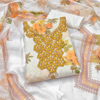 Off white silk blend embroidered salwar kameez 1