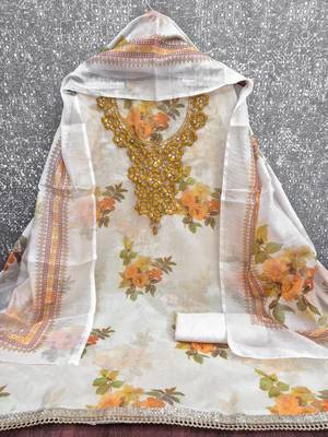 Off white silk blend embroidered salwar kameez 3