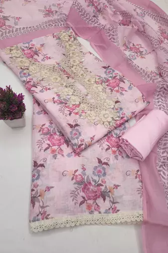 Multicolor linen embroidered salwar kameez