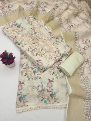 Multicolor linen embroidered salwar kameez 3