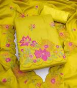 Yellow silk blend embroidered salwar kameez