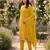 Yellow silk blend embroidered salwar kameez