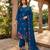 Blue silk blend embroidered salwar kameez