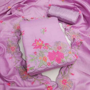 Lavender silk blend embroidered salwar kameez 2