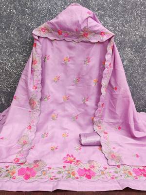 Lavender silk blend embroidered salwar kameez 3