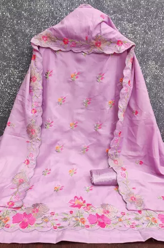 Lavender silk blend embroidered salwar kameez
