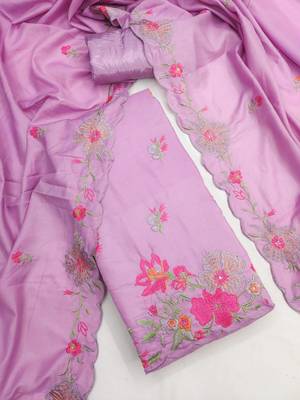 Lavender silk blend embroidered salwar kameez 4