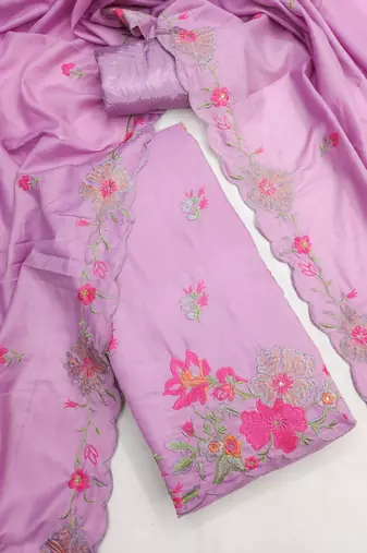 Lavender silk blend embroidered salwar kameez