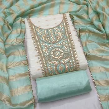 Off white silk blend embroidered salwar kameez 2