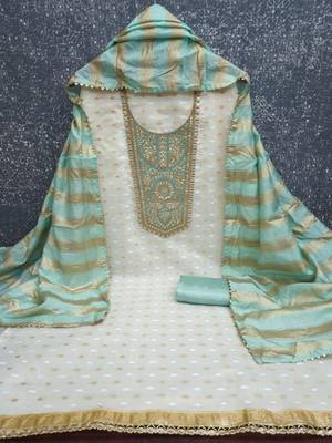 Off white silk blend embroidered salwar kameez 3