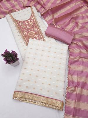 Off white silk blend embroidered salwar kameez 2