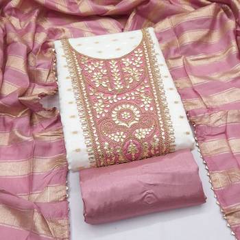 Off white silk blend embroidered salwar kameez 3