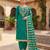 Teal silk blend embroidered salwar kameez