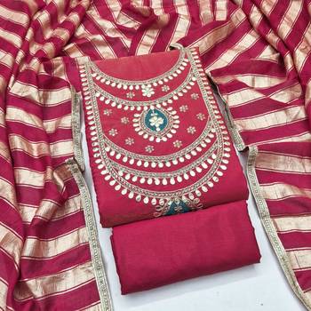 Red silk blend embroidered salwar kameez 2