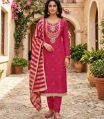 Red silk blend embroidered salwar kameez