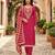 Red silk blend embroidered salwar kameez