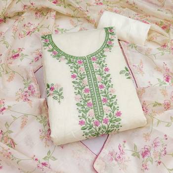Cream silk blend embroidered salwar kameez 4