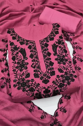 Pink silk blend embroidered salwar kameez