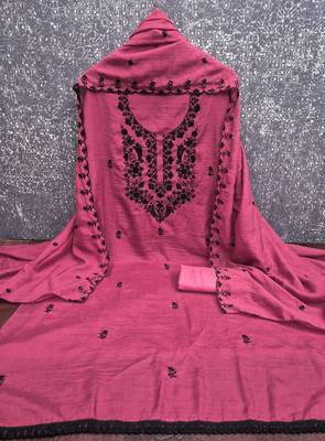 Pink silk blend embroidered salwar kameez 4