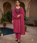 Pink silk blend embroidered salwar kameez