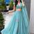 turquoise silk blend printed traditional lehenga choli with free size upto 38