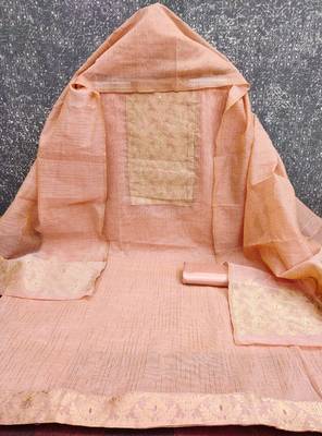 Peach silk blend woven salwar kameez 1