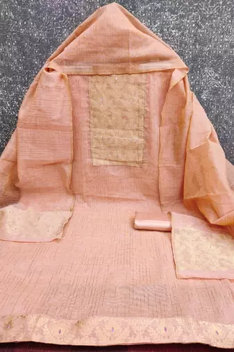 Peach silk blend woven salwar kameez