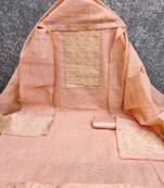 Peach silk blend woven salwar kameez