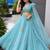 turquoise silk blend printed traditional lehenga choli with free size upto 38
