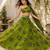 olive georgette embroidered traditional lehenga choli with free size upto 38