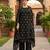 Black silk blend embroidered salwar kameez