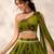 olive georgette embroidered traditional lehenga choli with free size upto 38