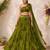 olive georgette embroidered traditional lehenga choli with free size upto 38