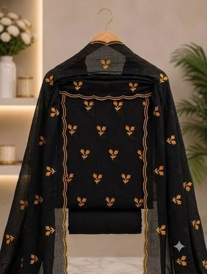 Black silk blend embroidered salwar kameez 2