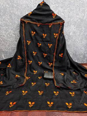 Black silk blend embroidered salwar kameez 3