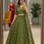 green georgette embroidered traditional lehenga choli with free size upto 44