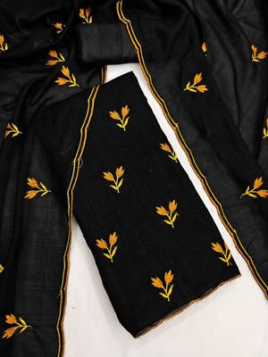 Black silk blend embroidered salwar kameez 4