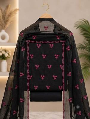 Black silk blend embroidered salwar kameez 2