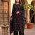 Black silk blend embroidered salwar kameez