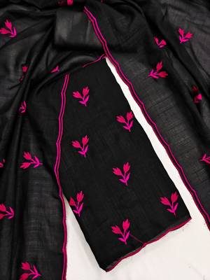 Black silk blend embroidered salwar kameez 3