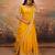 yellow georgette embroidered traditional lehenga choli with free size upto 44