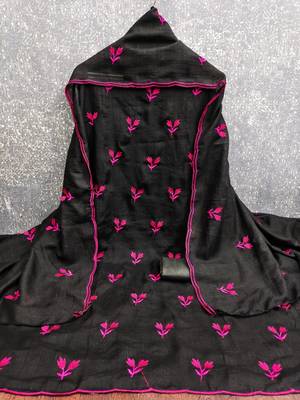 Black silk blend embroidered salwar kameez 4