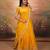 yellow georgette embroidered traditional lehenga choli with free size upto 44