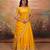 yellow georgette embroidered traditional lehenga choli with free size upto 44