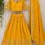 yellow georgette embroidered traditional lehenga choli with free size upto 44