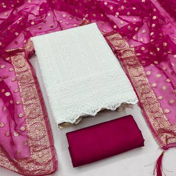 Off white silk blend woven salwar kameez 3