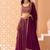 wine net embroidered traditional lehenga choli with free size upto 42