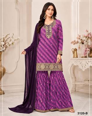 Purple georgette printed salwar kameez 1