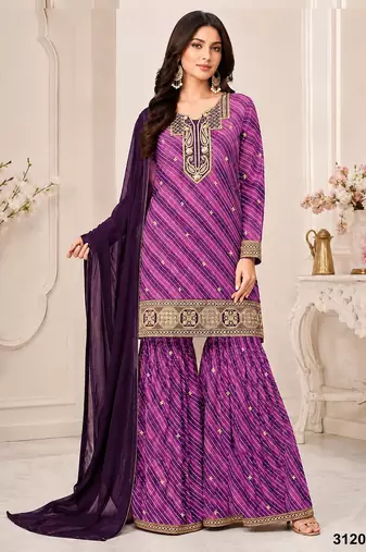 Purple georgette printed salwar kameez